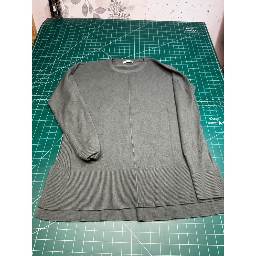 Staccato Womens Sage Green Crew Neck Seam Detail High Low Sweater 51616K Size M - Picture 1 of 4